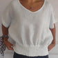 🔥49% rabatt🔥Enkel enfärgad V-ringad T-shirt med halvärmad hals