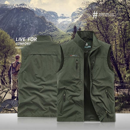 Snabbtorkande utomhusväst med flera fickor för män
