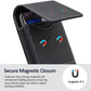 💥【LIMITED TIME 50% OFF】🔥 Magneet Riem Telefoonhouder | 4 Verborgen Magneten Stille Sluiting | Metal Clip + Riemblus Dubbel Bevestigd | Ingebouwd Kaartvak voor ID/Geld | Vingergaten voor Snel Uitnemen | Krasbestendig Leder+Stof | Past tot 6,3 inch