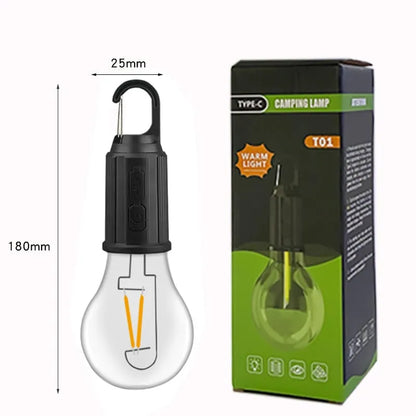 🔥🔥Buitenkamperen Hangend Type-C Opladen Retro Gloeilamp Verlichting Decoratie
