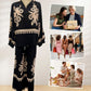 Långärmad topp för kvinnor + vida byxor 2-delat set (🔥gratis frakt)
