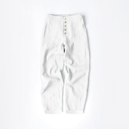 Enfärgad lös bomullsknapp Casual byxor