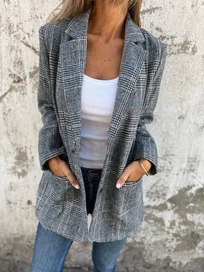 🍂Getailleerde tartan blazer met reverskraag ✈️KOOP 2  GRATIS VERZENDING✈️