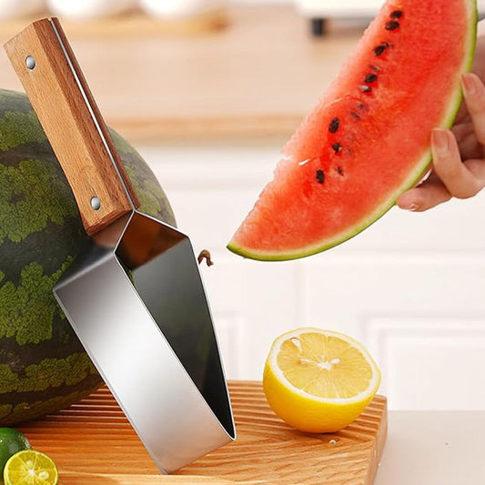 Moederdagaanbieding-Driehoekige fruitsnijder van roestvrij staal met houten handvat voor in de keuken