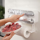 ⏳Tijdelijke Aanbieding⏰ 3-in-1 Magnetische Keuken Folie Dispenser – Ingebouwde Snijder voor Plasticfolie & Aluminiumfolie met Keukenrolhouder, Boorvrije Wandmontage Keukenorganizer voor Koelkast & Kast