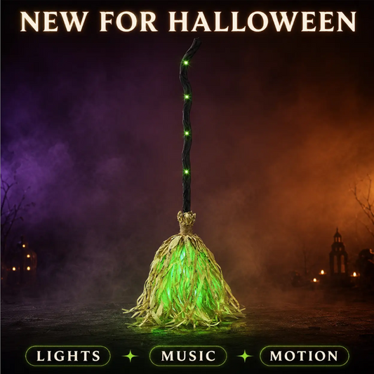 🧙‍♀️ Levende Halloween Heksenbezem! Met Bewegende Animatie, LED-Lichten en Spookgeluiden – Perfect voor een Angstaanjagende Tuin of Veranda! 🕸️🎃