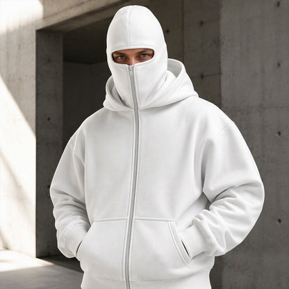 Heren sweatshirt met ritssluiting en dubbele capuchon